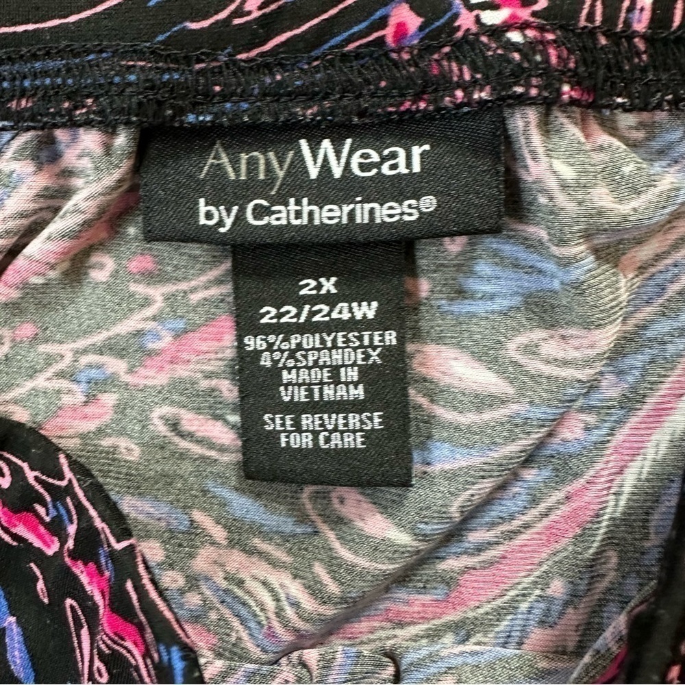 AnyWear by Catherines Purple and Pink Paisley Stretch Midi Skirt - Picture 3 of 4